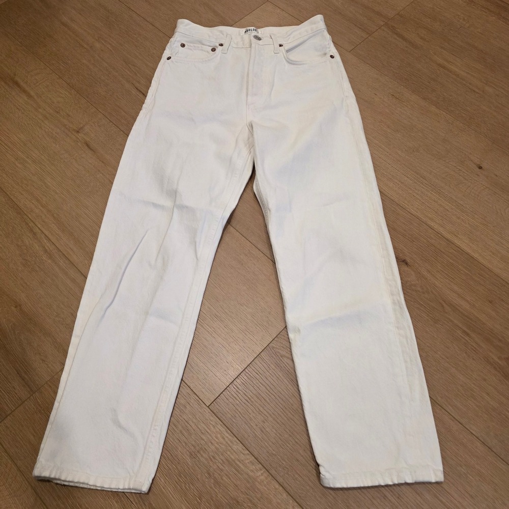 AGOLDE 90's Crop High Rise Straight Leg Jeans White 23 Organic Cotton Clean Girl